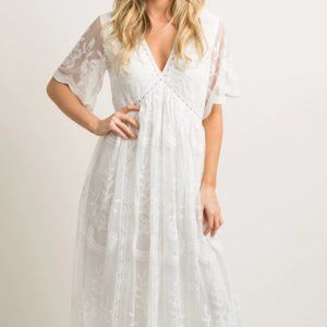 PinkBlush White Lace Maxi Dress